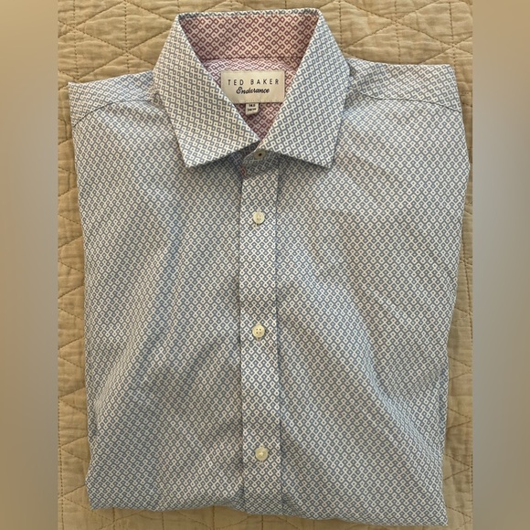 Ted Baker Other - TED BAKER Endurance Print Contrast Placket Sport Shirt in‎ Blue Size 14.5  $165